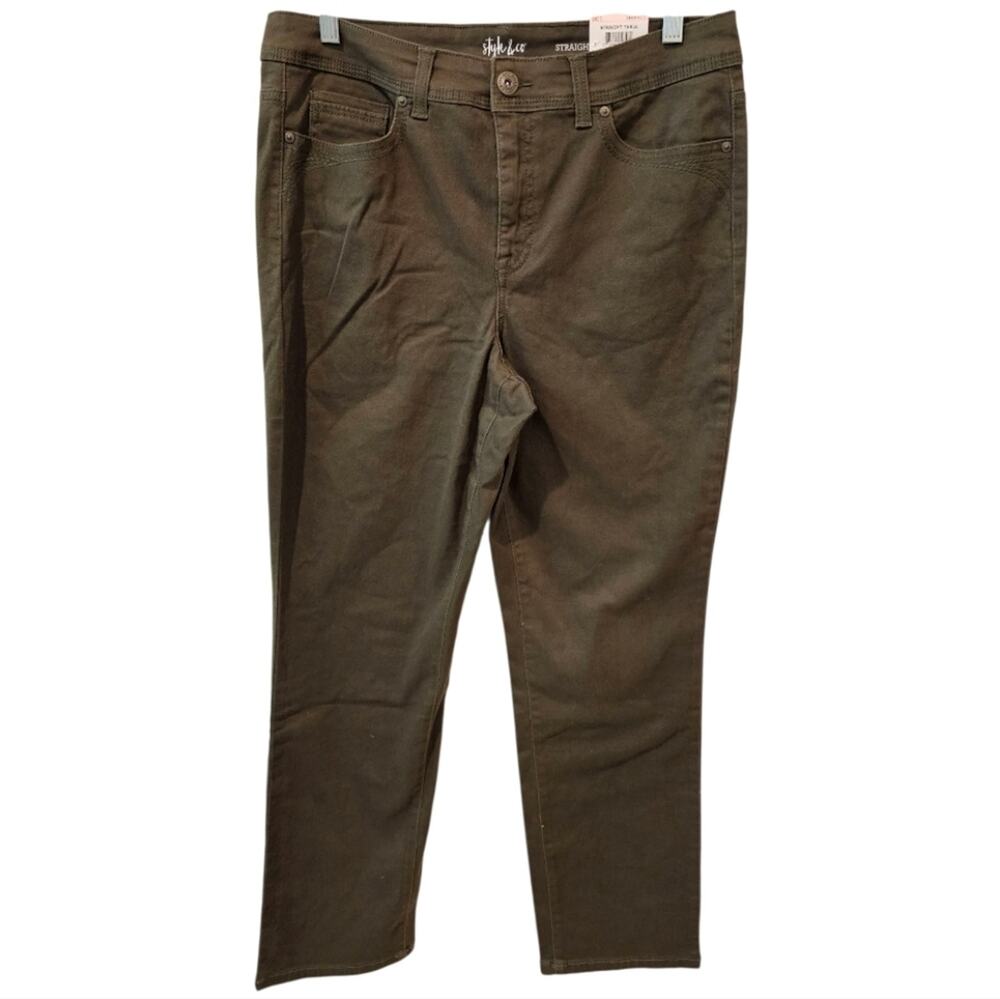 Style & Co. Straight Leg High Rise Deep Moss Jeans 10 Short
